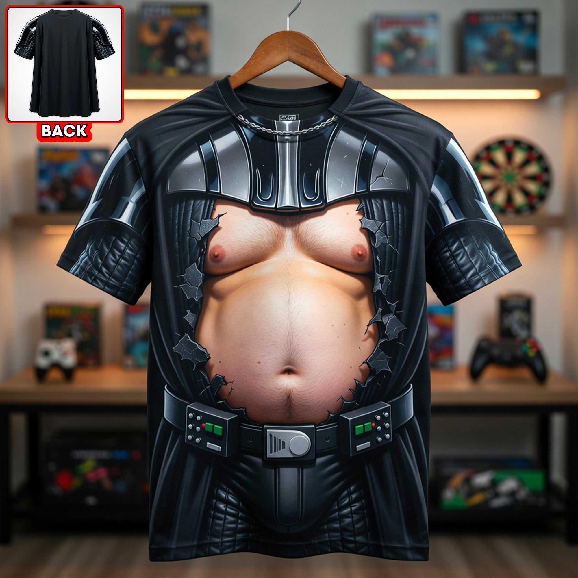 Custom Funny Muscle Costume Shirt for Men - Personalized Gift for Dad or Husband AOP Tshirt GradoCreations