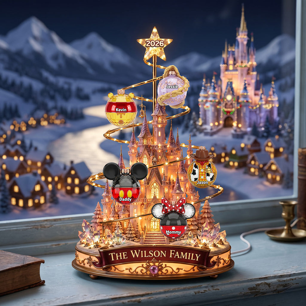 Personalized Acrylic Light Box Magical Castle Family Gift for Christmas Acrylic Light Box GradoCreations