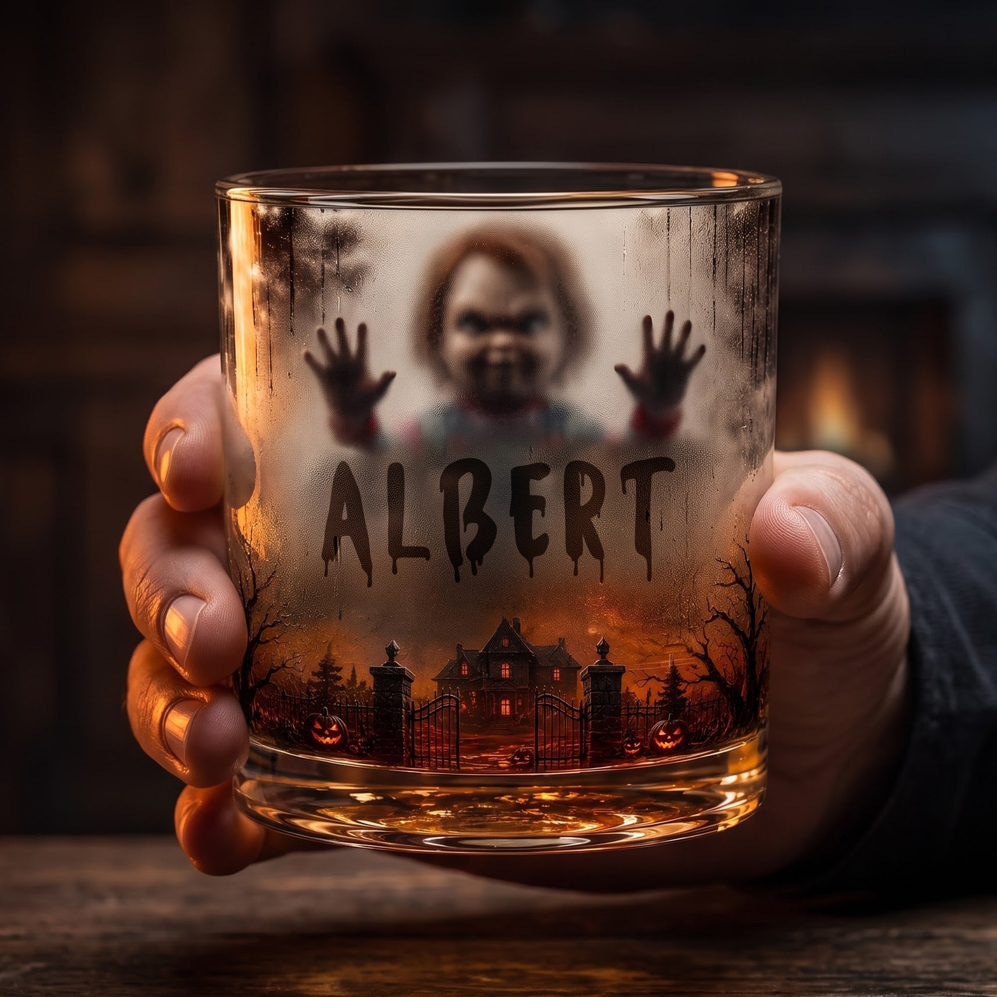 Personalized Halloween Whiskey Glass Custom Name Gift for Him/Her Whiskey Glass GradoCreations