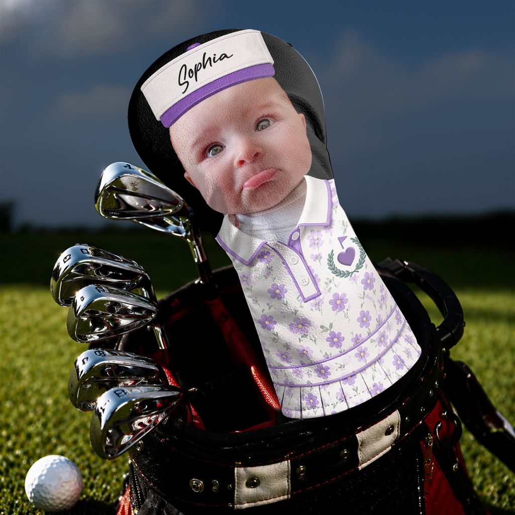 Personalized Baby Photo Golf Club Head Cover Gift for Dad HN590 - Golf Head Cover GradoCreations