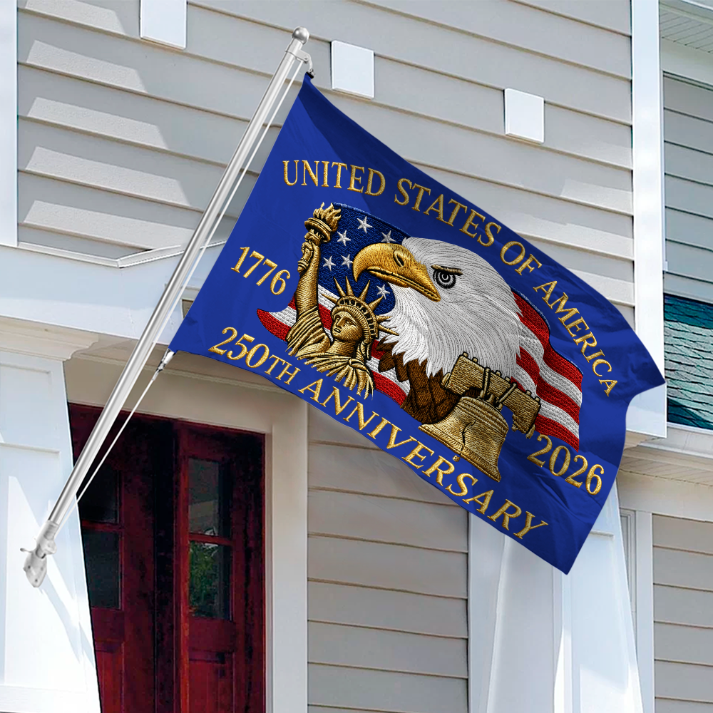 Personalized 250th Anniversary House Flag Custom Family Name Eagle HN590 - Banner House Flag GradoCreations