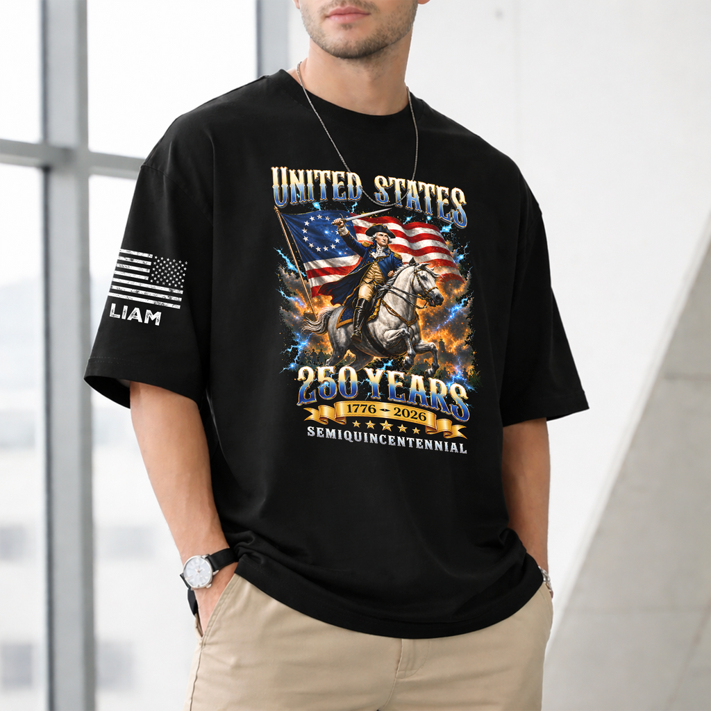 Personalized 250th Anniversary Eagle T-Shirt USA Gift Short Sleeve Print Shirt GradoCreations