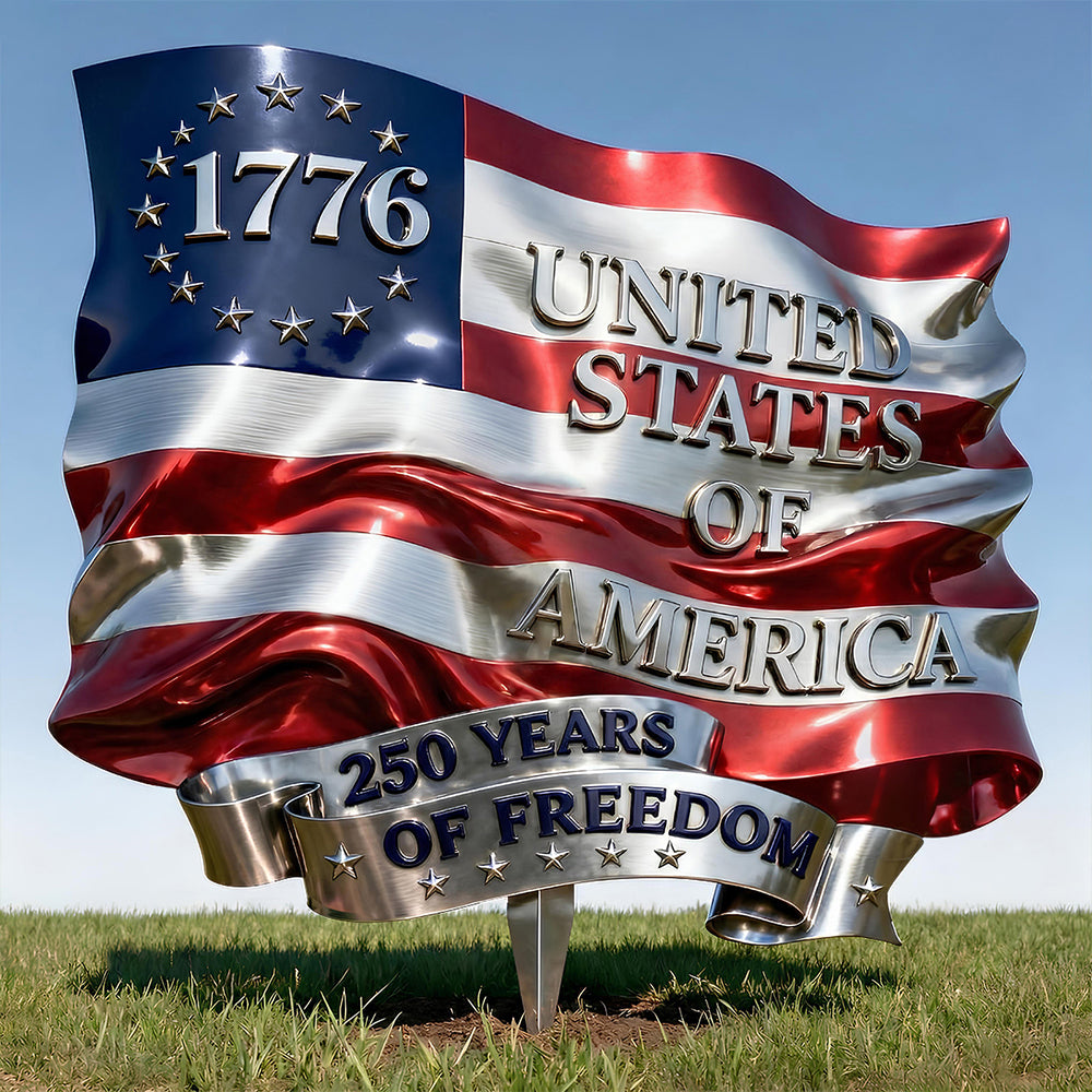 Personalized Metal Stake Garden Sign USA Freedom Gift for Family