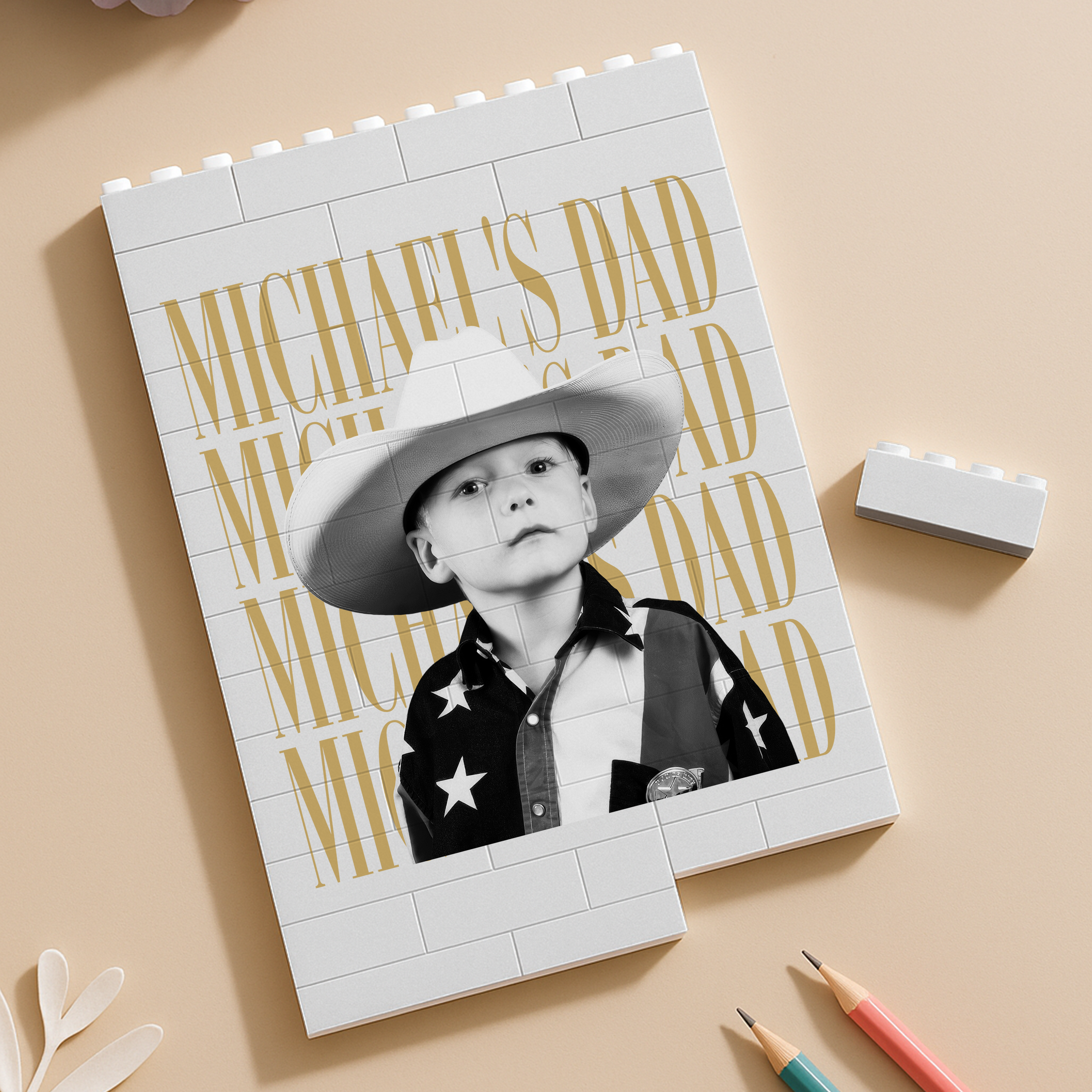 Personalized Vintage Photo Building Block Gift for Dad & Mom HN590 - Building Blocks GradoCreations