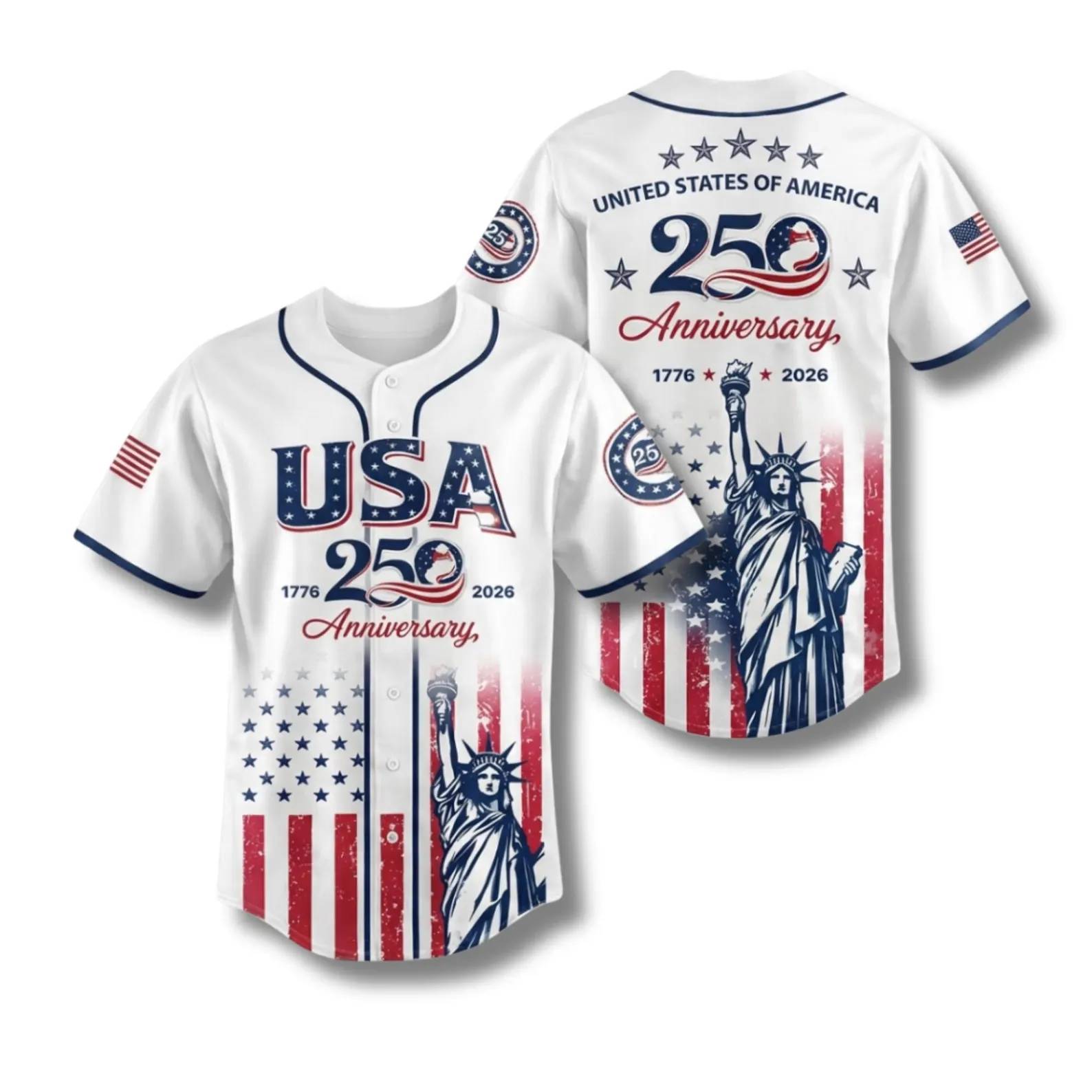 Personalized USA Baseball Jersey Shirt Custom Name Fourth of July Gift HN590 - Baseball Shirt GradoCreations