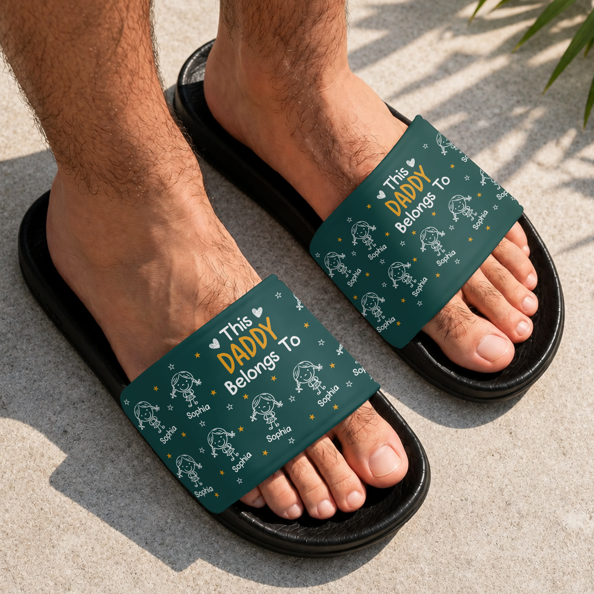 Personalized Slide Sandals Gift for Dad with Custom Names HN590 - Slide Sandals GradoCreations