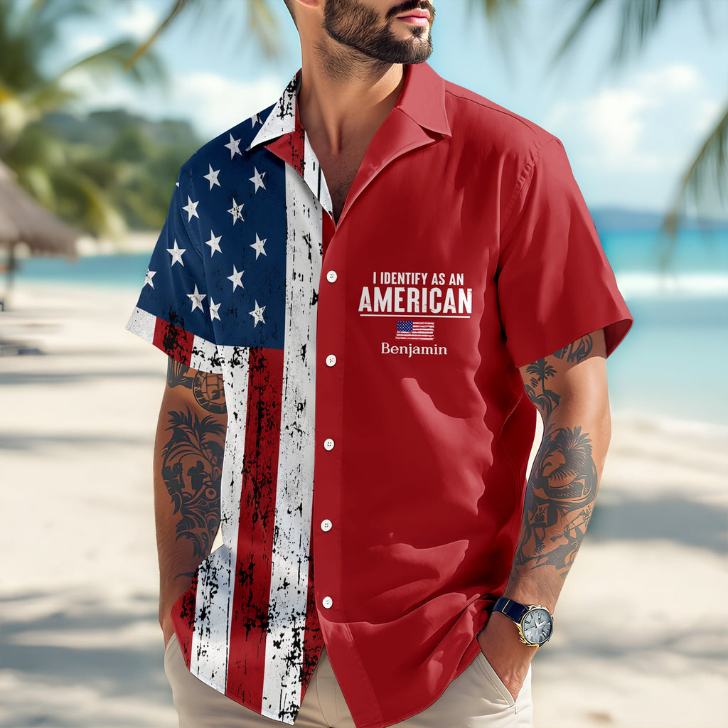Personalized USA Flag Hawaiian Shirt Custom Name Gift for 4th of July HN590 - AOP Hawai Shirt GradoCreations