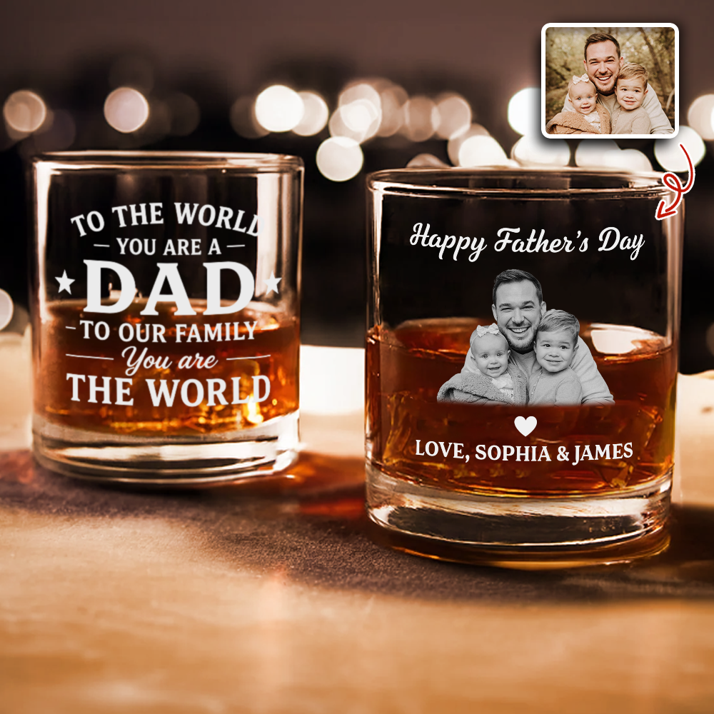 Personalized Whiskey Glass Custom Photo Gift for Dad HN590 - Print Rock Glass GradoCreations