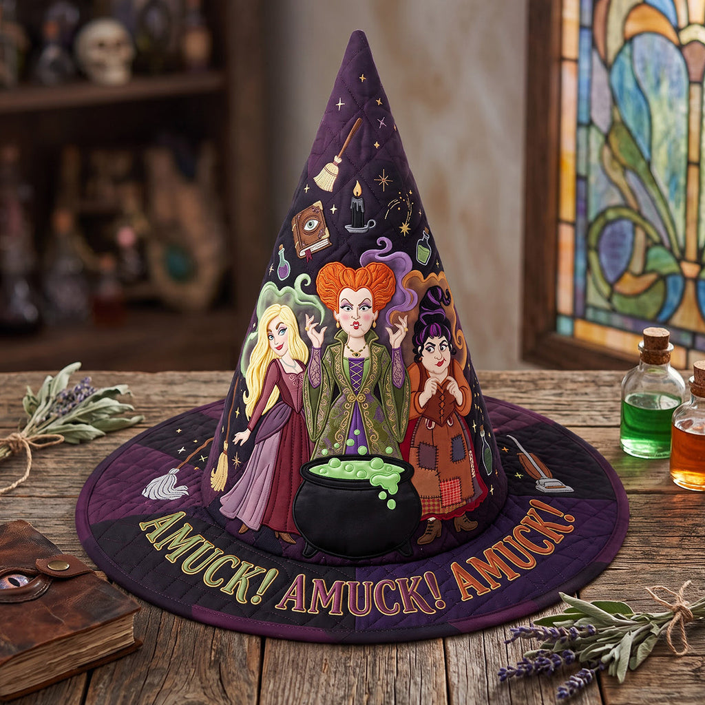 Personalized Quilt Witch Hat Amuck Halloween Gift for Her Quilt Witch Hat GradoCreations