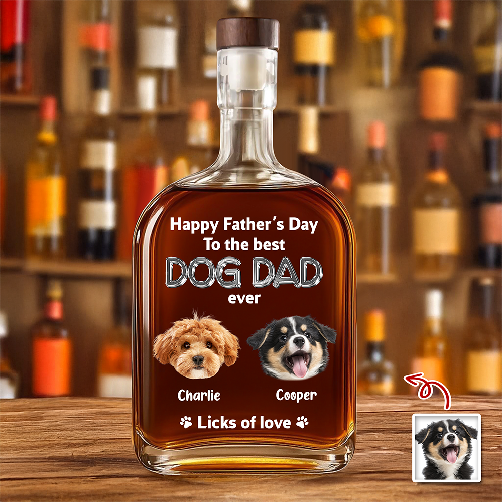 Personalized Photo Whiskey Bottle Custom Gift for Dog Dad HN590 - Whiskey Bottle GradoCreations