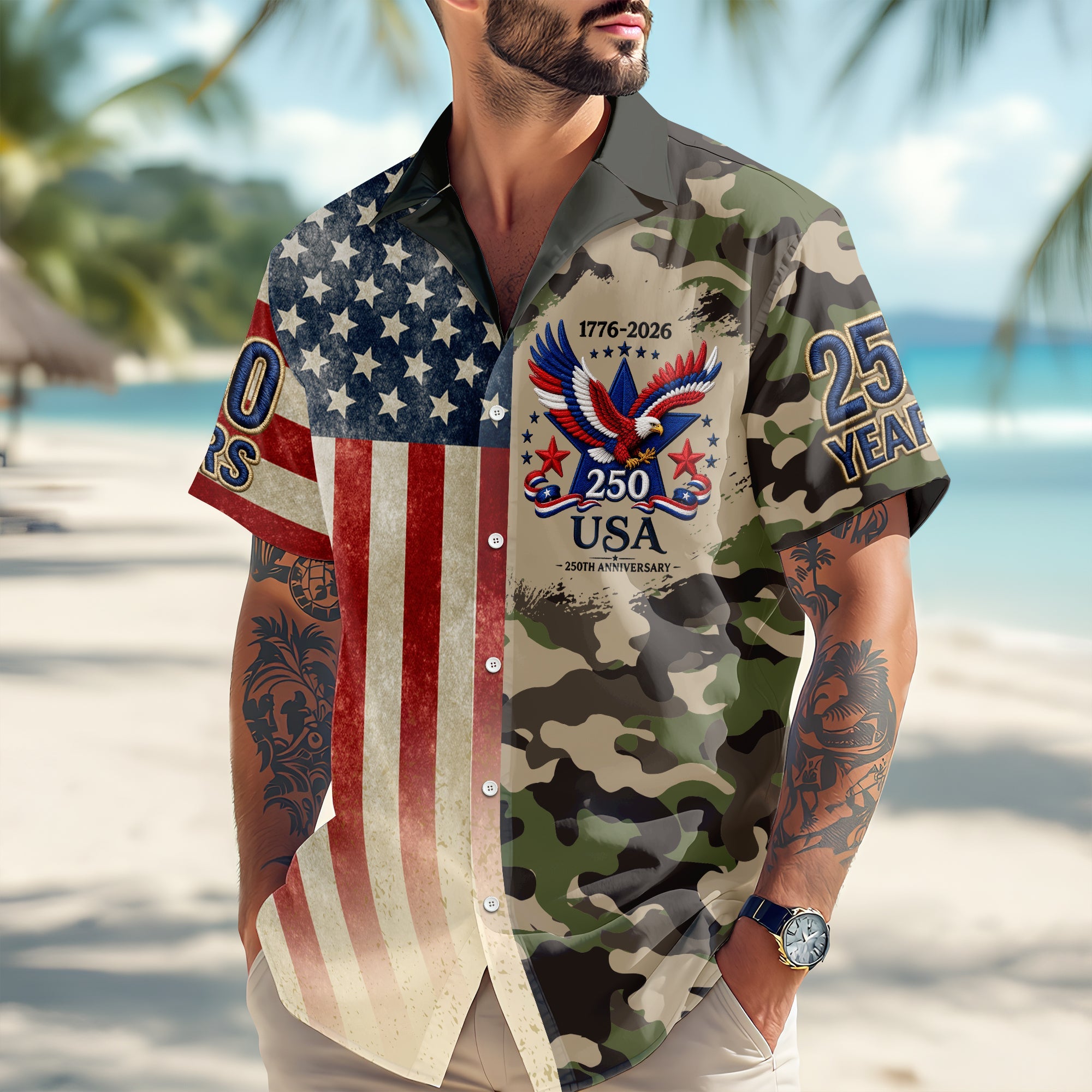 Personalized Patriotic 4th of July Hawaiian Shirt Gift HN590 - AOP Hawai Shirt GradoCreations
