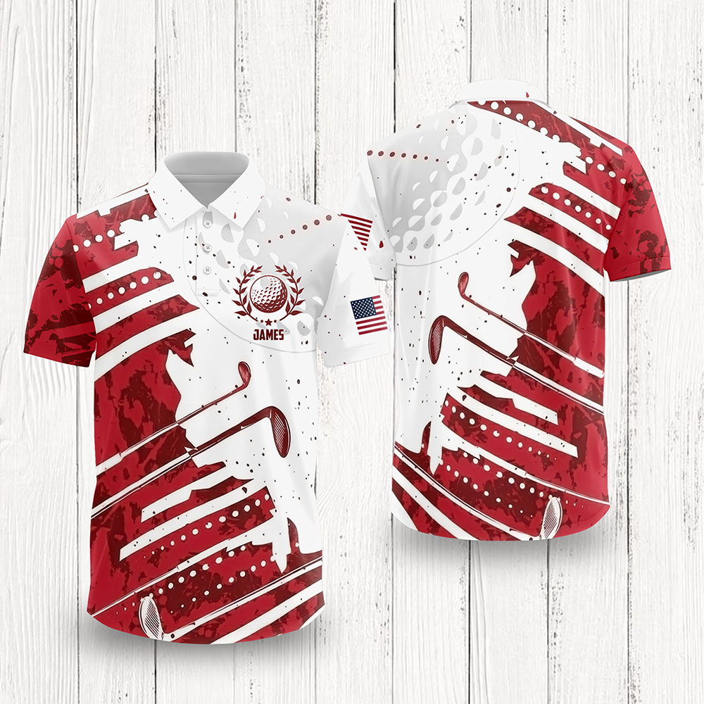 Personalized Golf Pattern Polo Shirt Custom Name Gift for Dad HN590 - Men's Polo Shirt GradoCreations