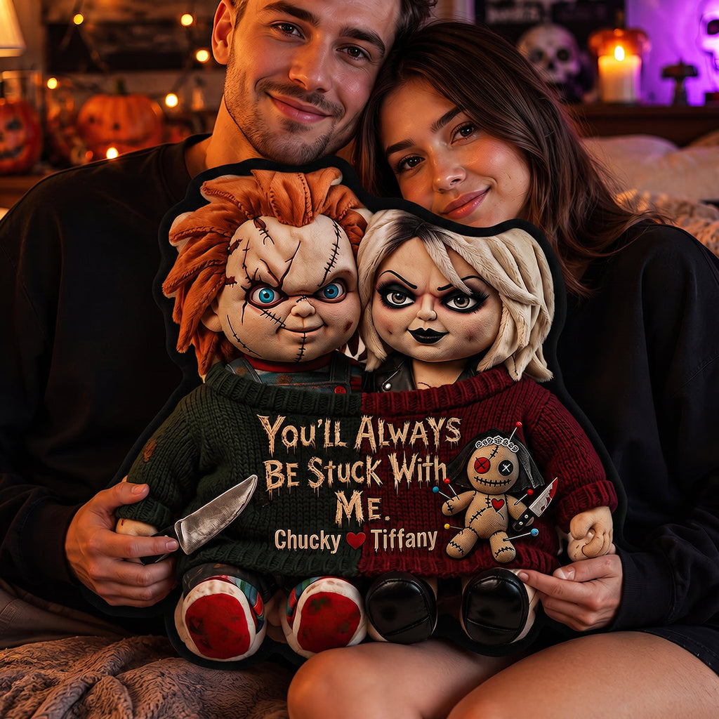 Personalized Horror Themed Pillow Custom Chucky & Tiffany Gift for Couples Pillow GradoCreations