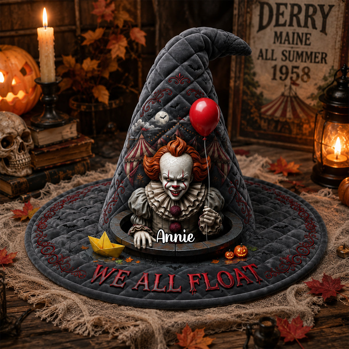 Personalized Quilted Witch Hat for Halloween Gift | Horror Lovers Quilt Witch Hat GradoCreations