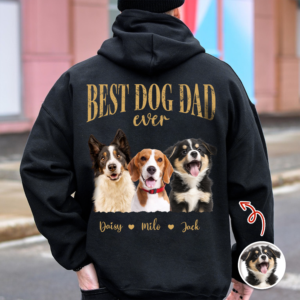 Custom Photo T-Shirt Best Dog Dad Ever Personalized Gift for Him HN590 - Tshirt Back GradoCreations