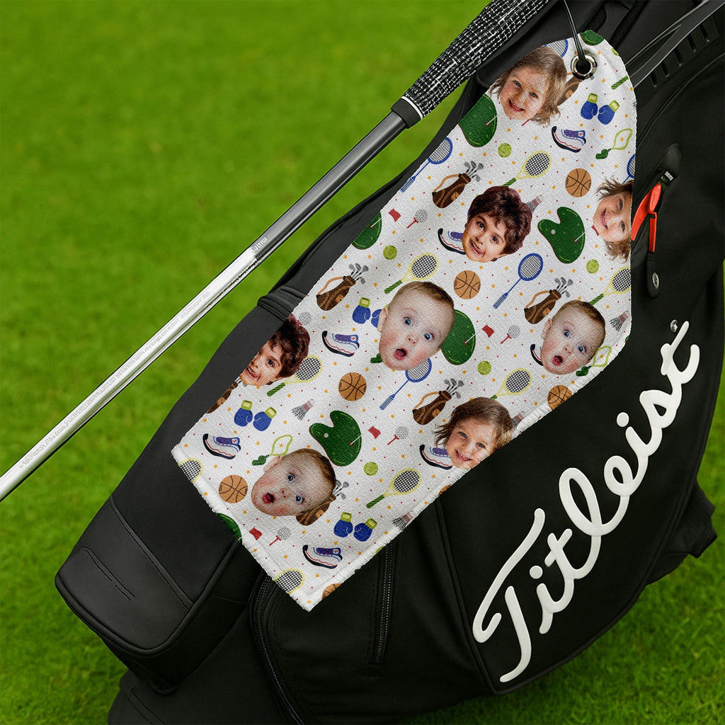 Personalized Funny Golf Towel with Kids' Photo Gift for Dad/Grandpa