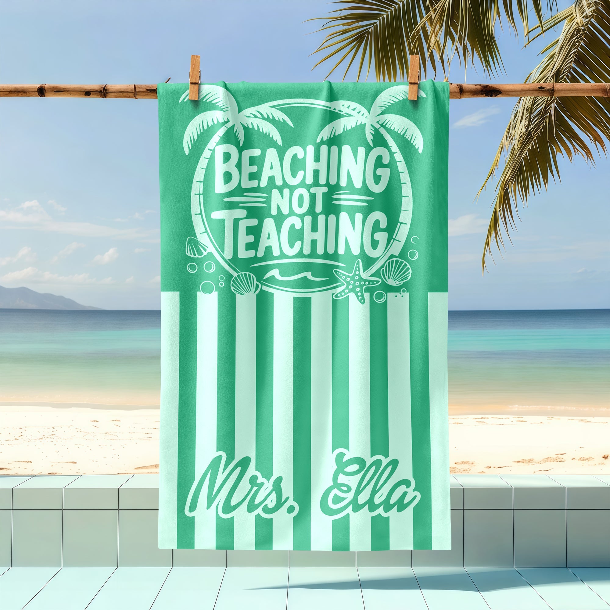 Personalized Beach Towel Funny Teacher Gift for Summer HN590 - Beach Towels fix GradoCreations