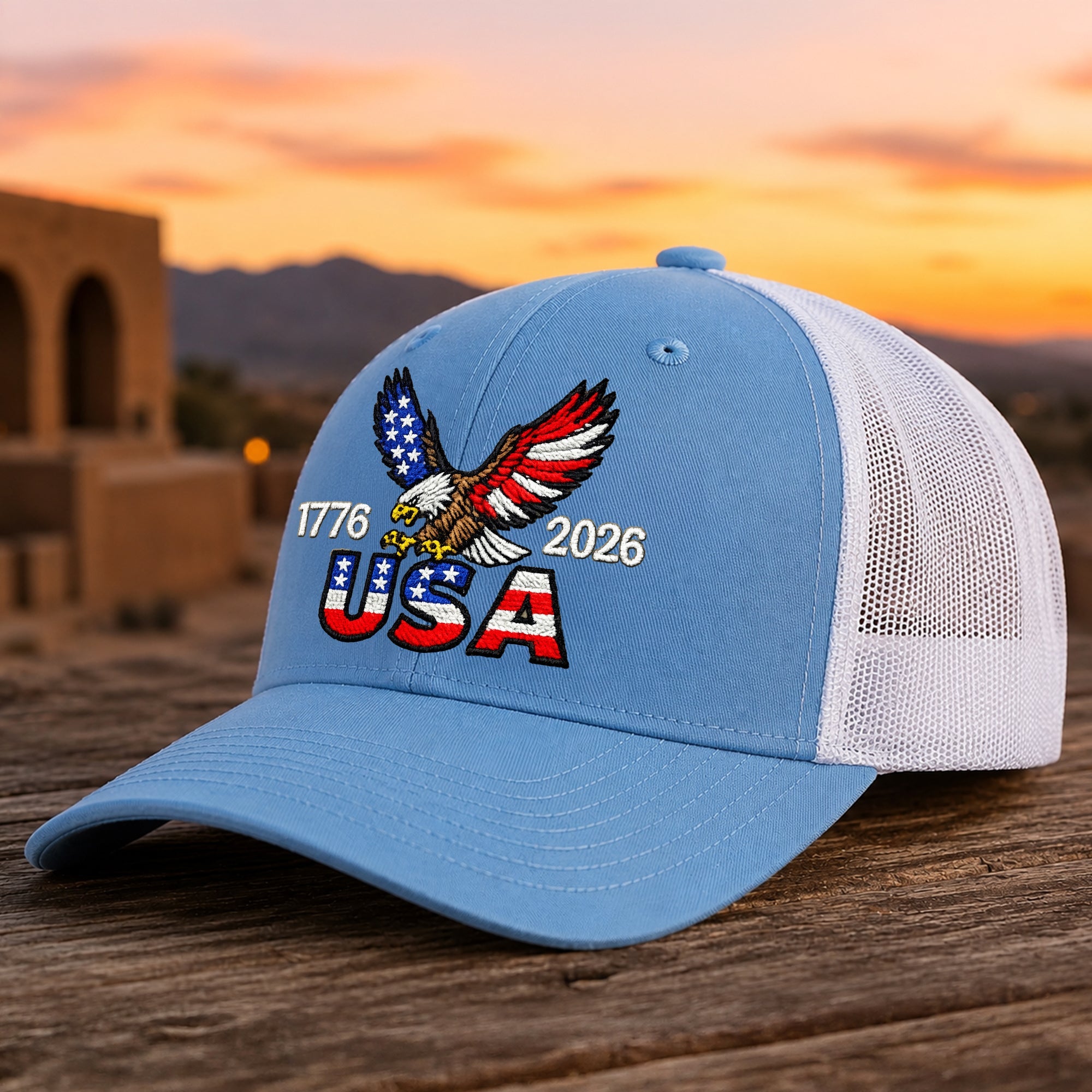 250 Years USA Patriotic Embroidered Trucker Hat Gift HN590 - Embroidered Trucker Hat GradoCreations