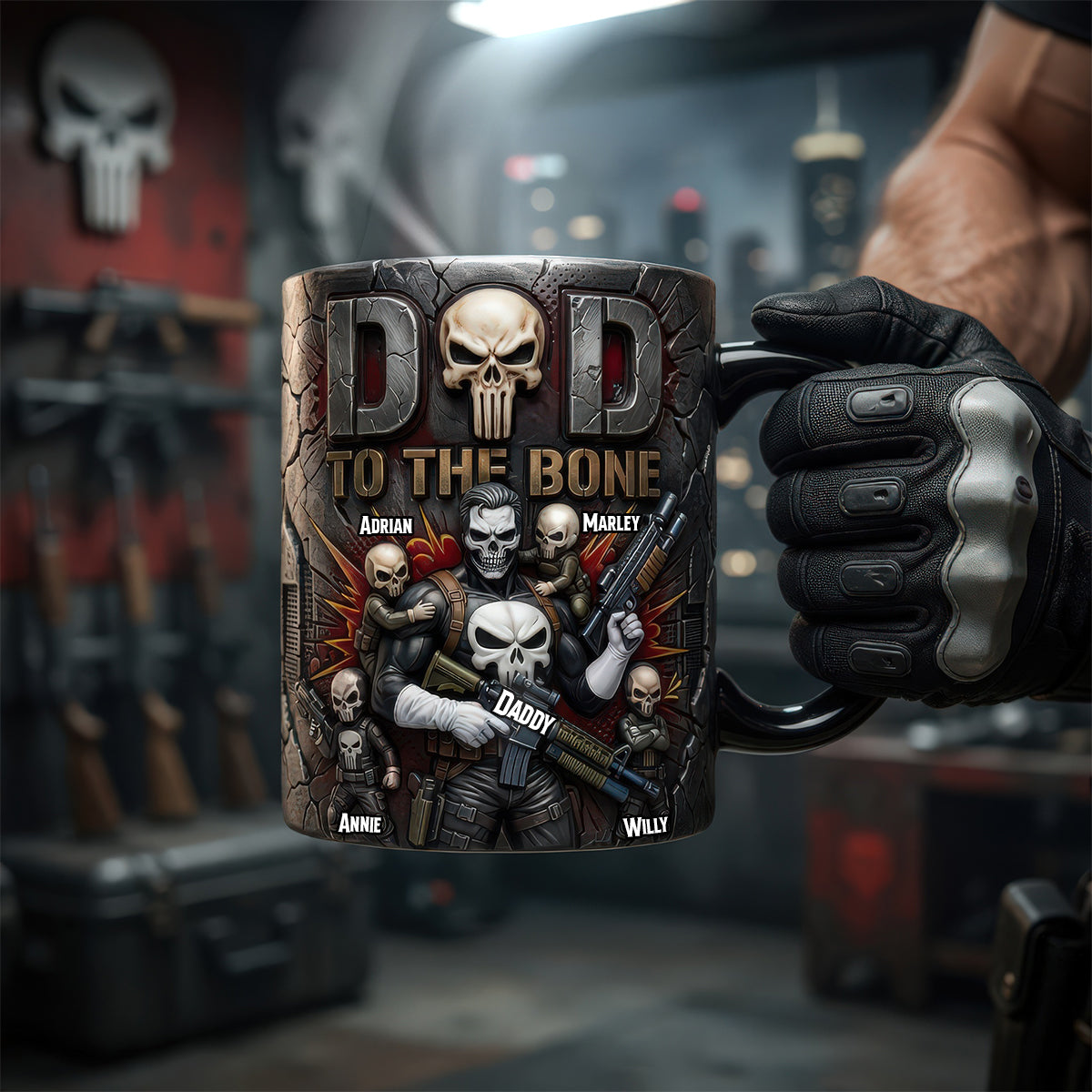 Personalized Color Changing Skull Mug Gift for Dad