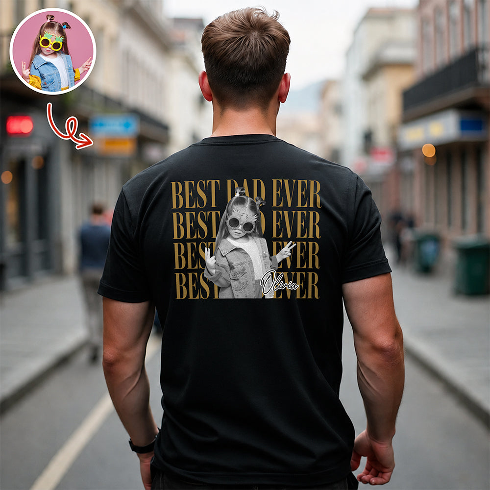Personalized Vintage Photo T-Shirt Custom Gift for Dad/Mom HN590 - Tshirt Back GradoCreations
