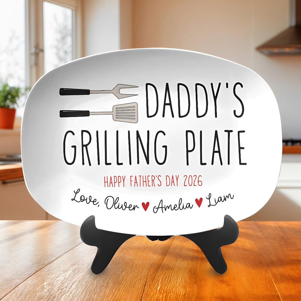Personalized Grilling Plate Custom Name Gift for Dad HN590 - Platter fix GradoCreations