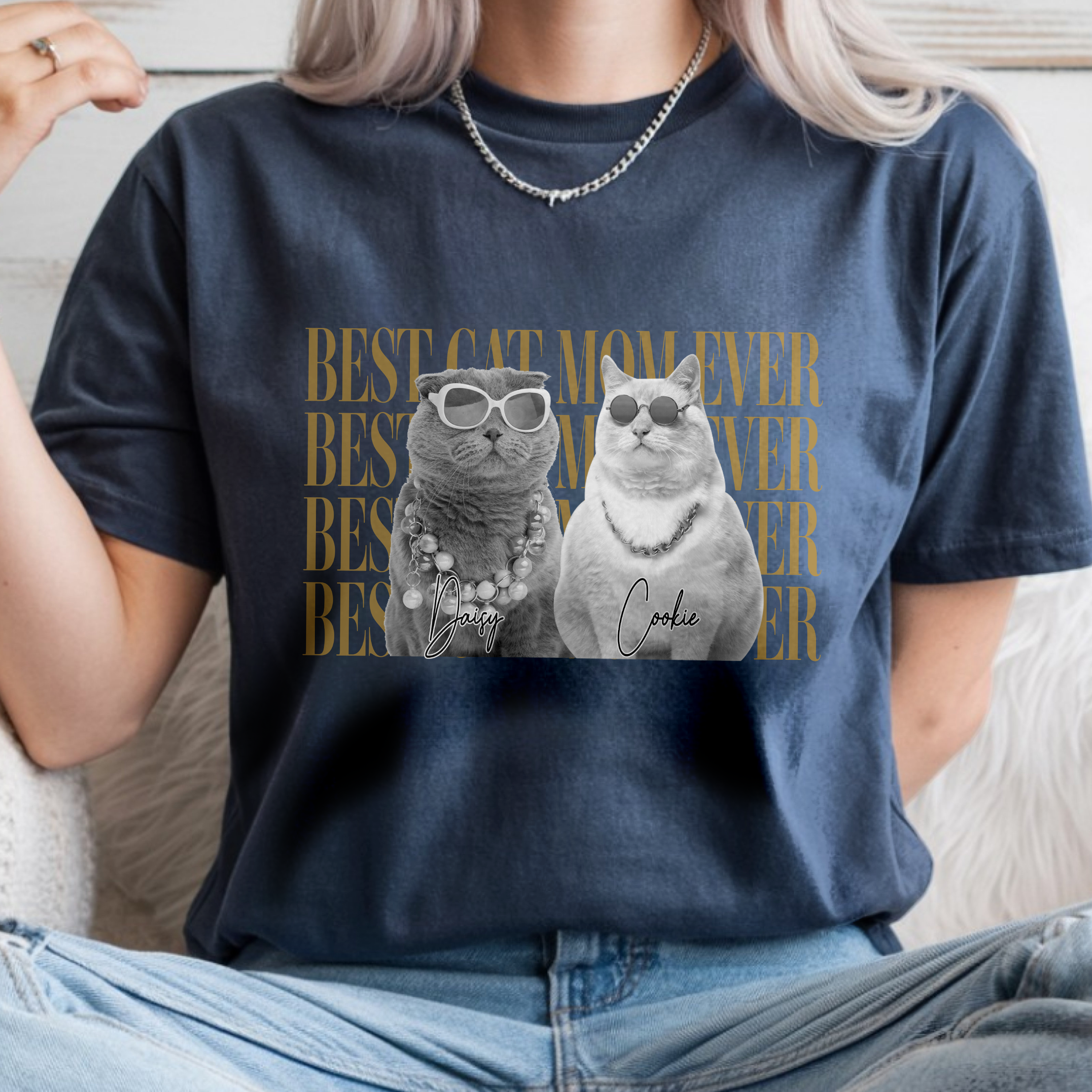 Personalized Vintage Photo Comfort Shirt Gift for Cat Dad Comfort Shirt GradoCreations