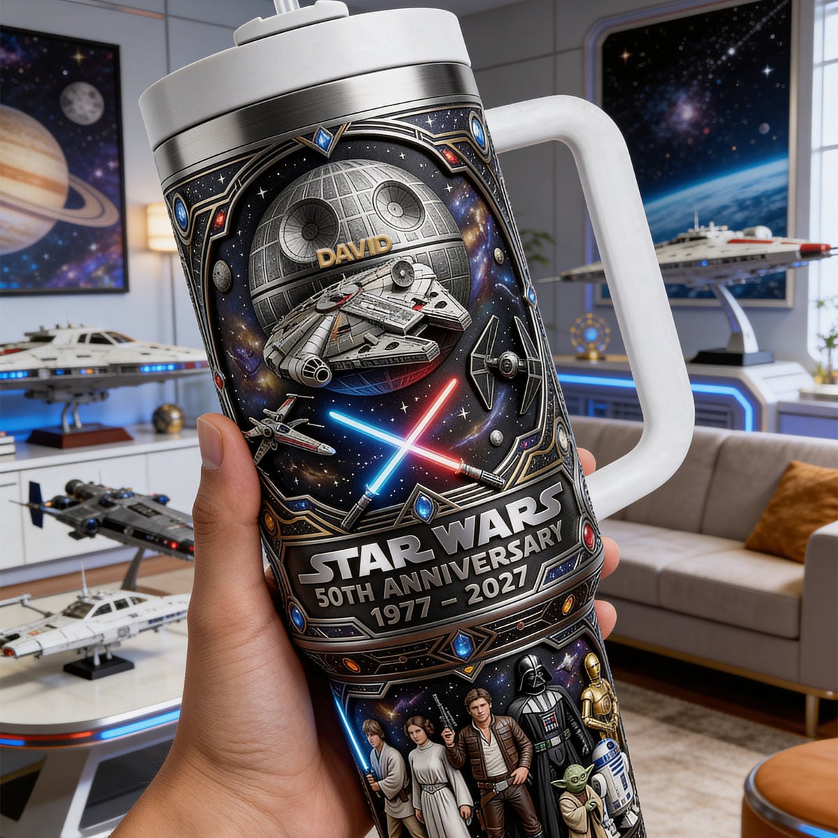 Personalized Star Wars 50th Anniversary Tumbler 40oz Gift for Movie Fans
