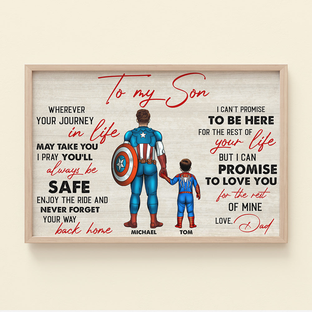 Personalized Superhero Canvas Print for Son Gift | Custom Name