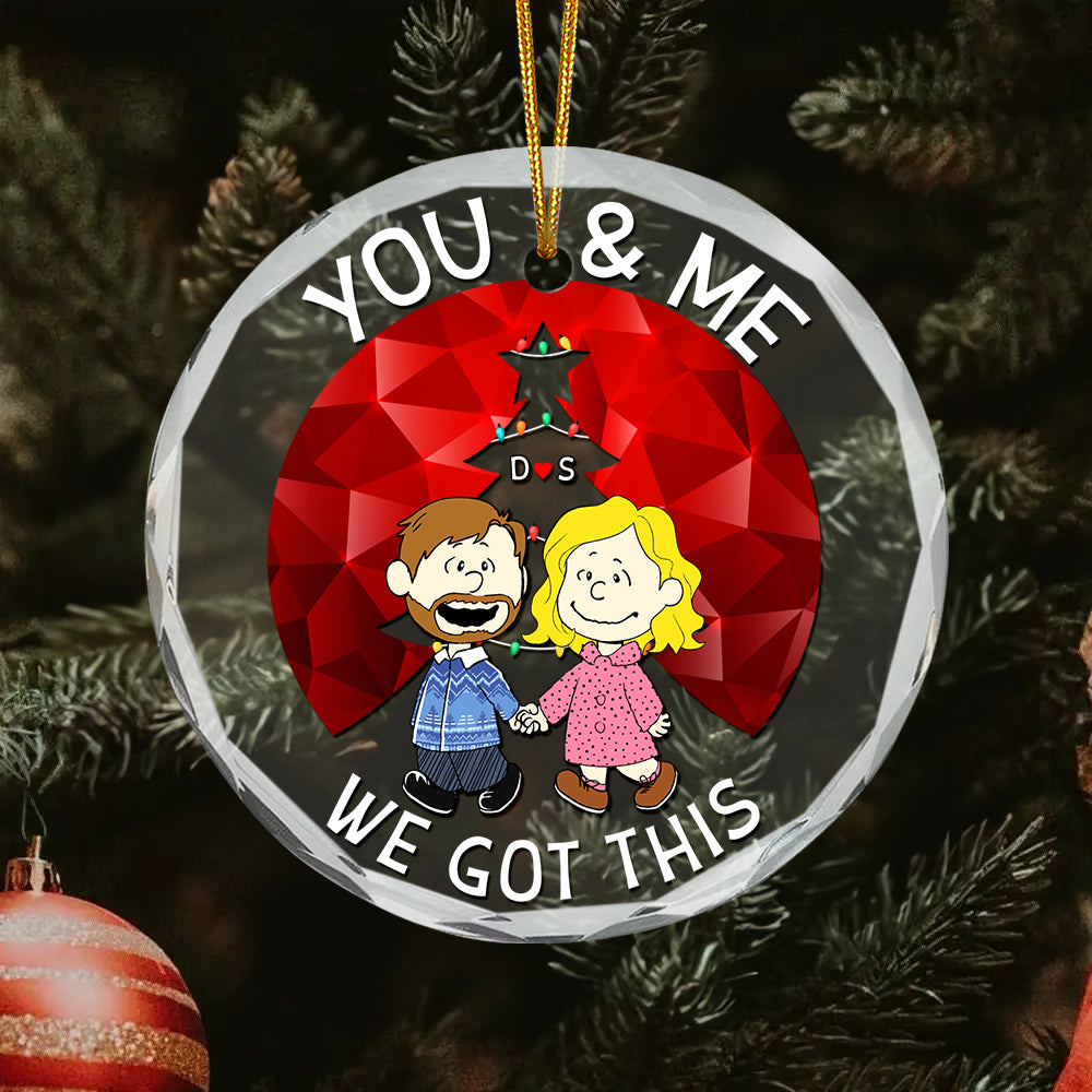 Personalized Peanuts Glass Ornament for Couples - Gift Idea