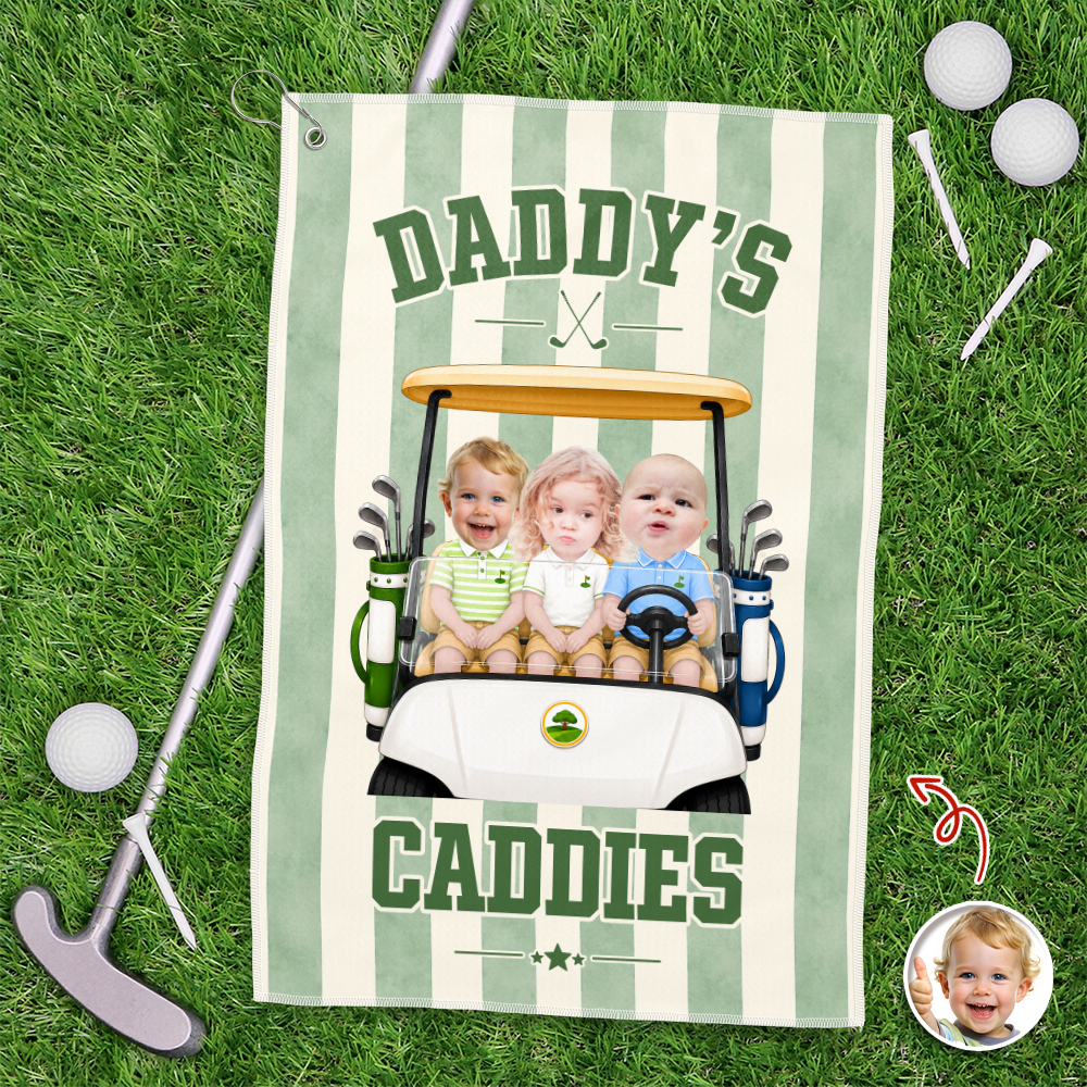 Personalized Photo Golf Towel Gift for Dad on Father's Day HN590 - Golf Towel GradoCreations