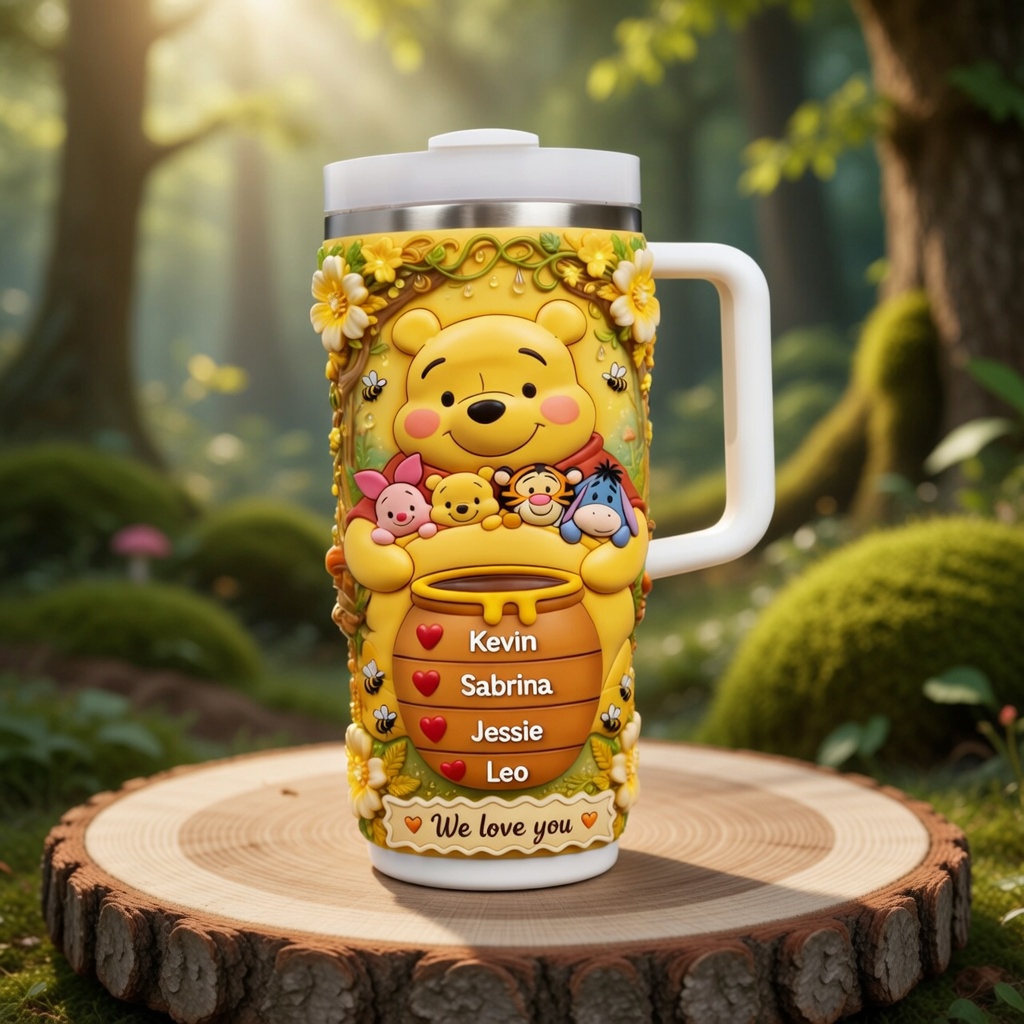 Personalized Winnie the Pooh Tumbler Custom Name Gift for Mom Tumbler GradoCreations