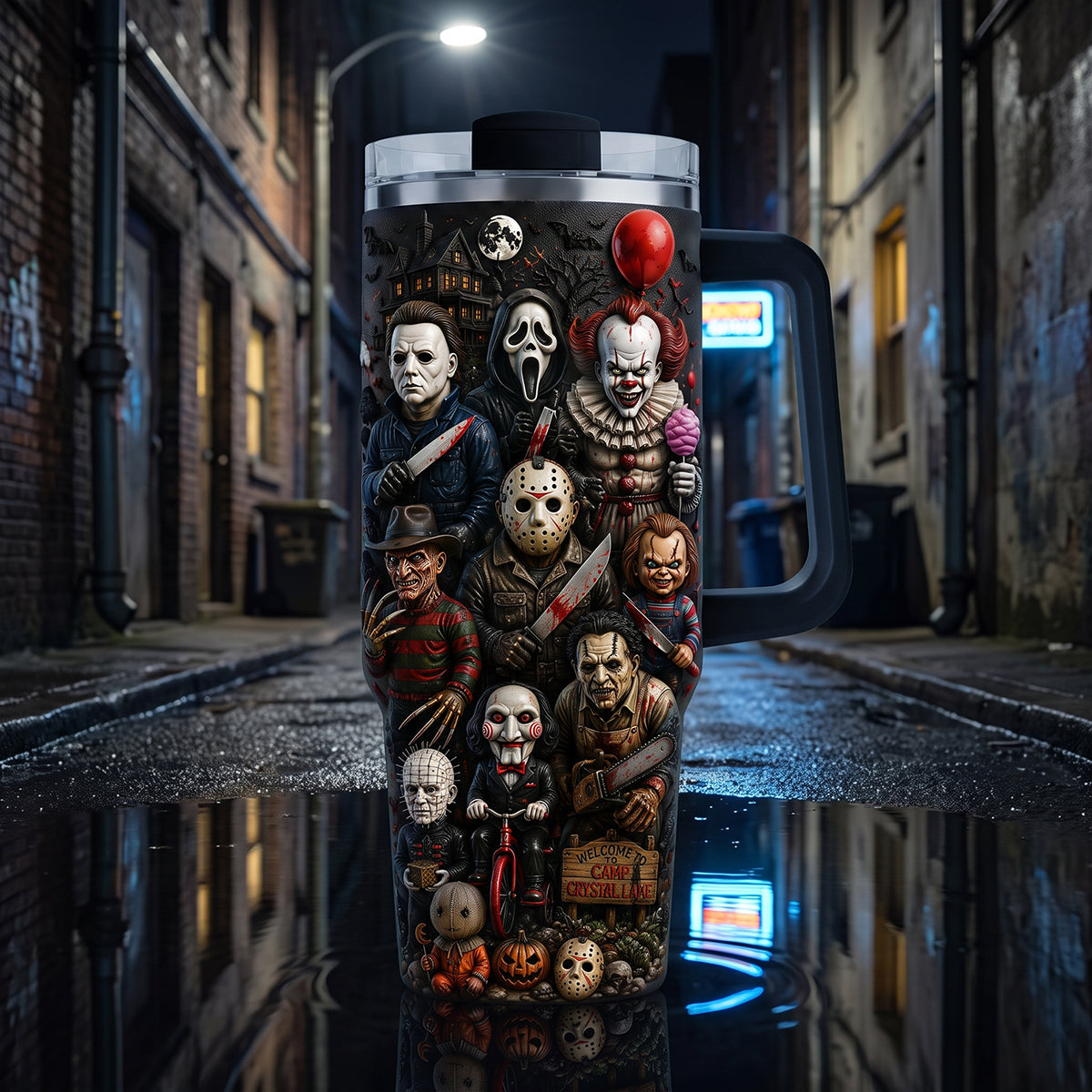 Personalized Halloween Tumbler with Horror Characters Gift Idea Tumbler GradoCreations