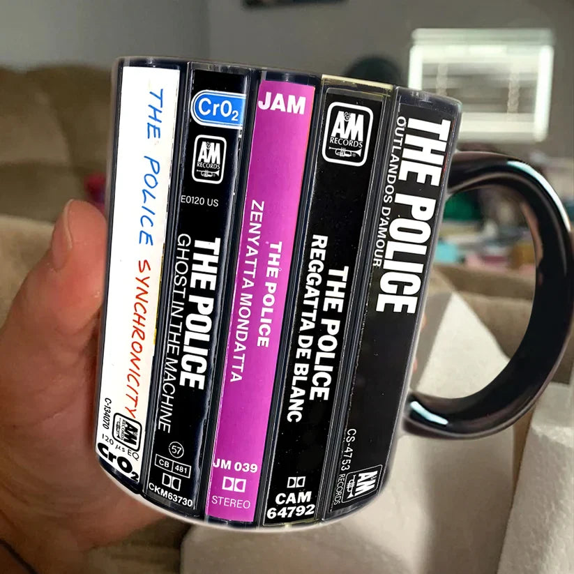 Retro Cassette Accent Mug with The Police Album Designs | Gift Idea GradoCreations