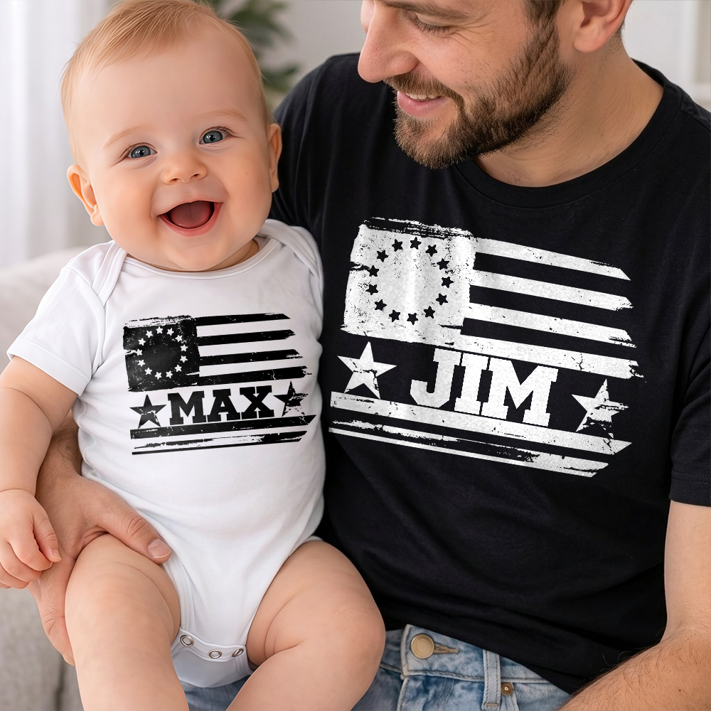 Custom Name Patriotic Shirt for Dad Matching Family Gift HN590 - Tshirt GradoCreations