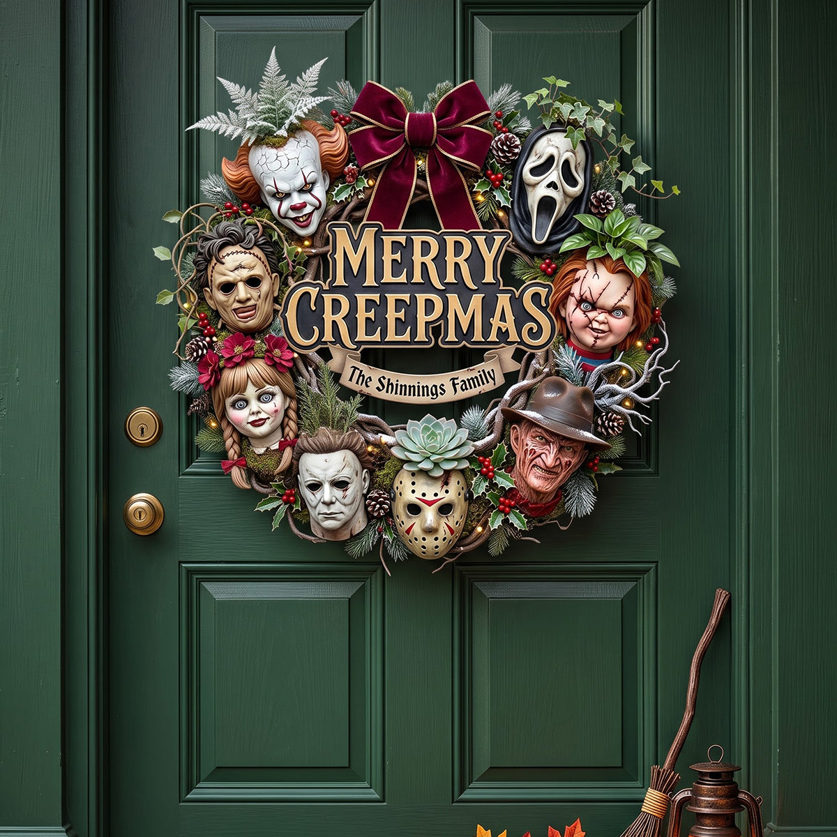 Personalized Halloween Wood Sign Custom 'Merry Creepmas' Family Gift Wood Sign GradoCreations