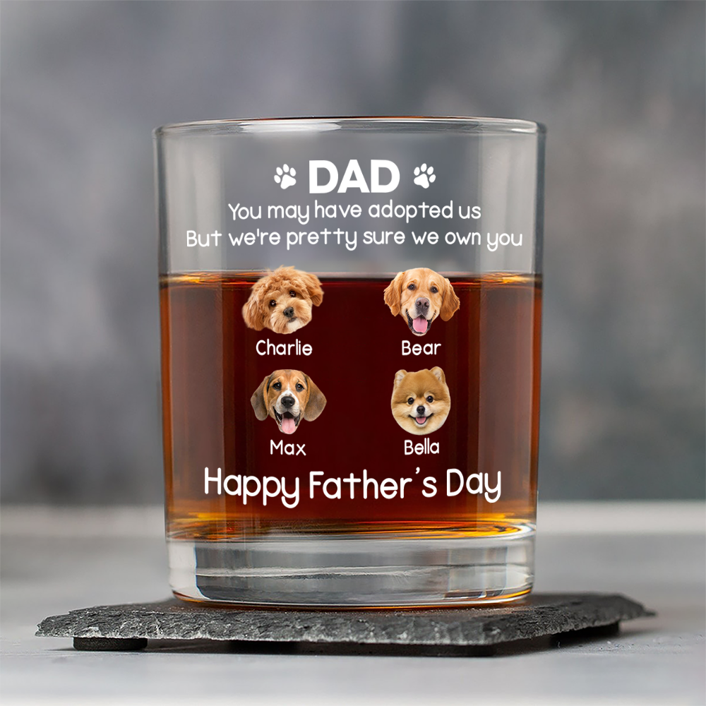Personalized Dog Photo Whiskey Glass Custom Gift for Dad HN590 - Print Rock Glass GradoCreations