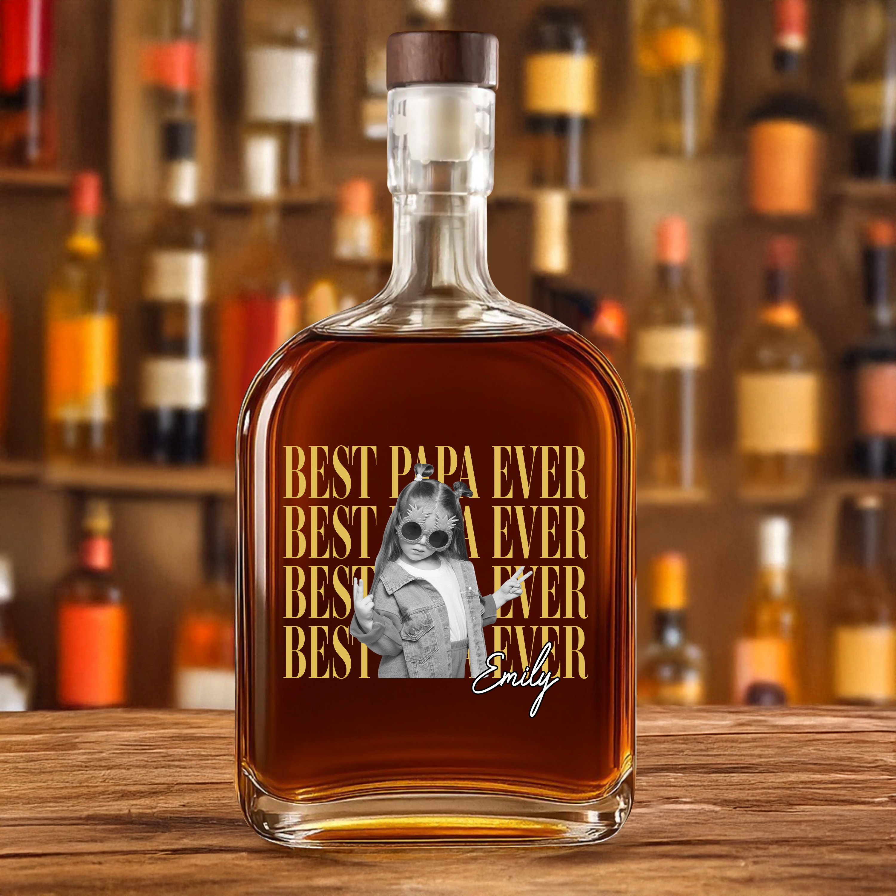 Personalized Vintage Photo Whiskey Bottle Custom Gift for Dad HN590 - Whiskey Bottle GradoCreations