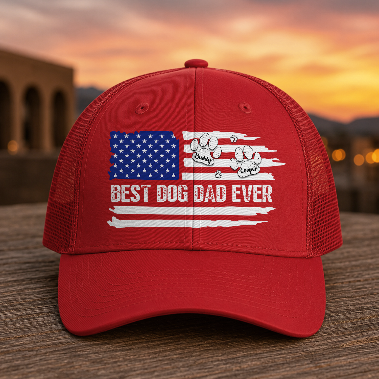Personalized Dog Dad Trucker Hat Custom Pet Name Gift Idea HN590 - Print Trucker Hat GradoCreations