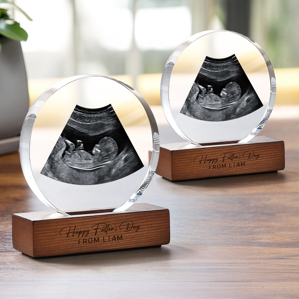 Personalized Acrylic Photo Frame Engraved Gift for Dad HN590 - Round Acrylic Frame Block GradoCreations