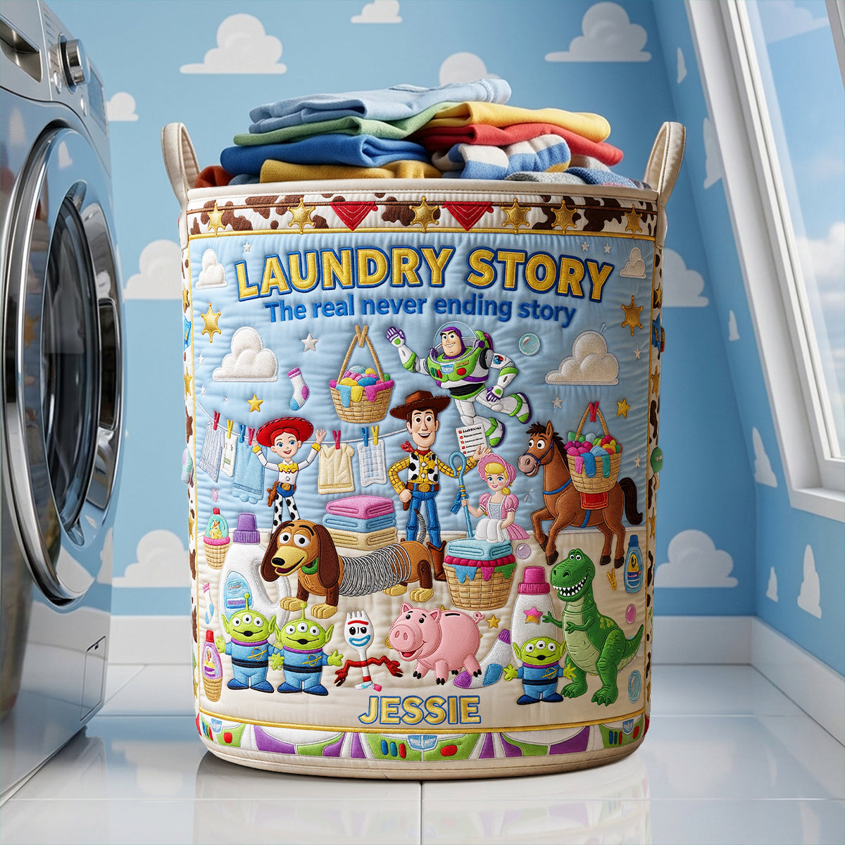 Personalized Quilted Laundry Basket Unique Gift for Movie Fans Quilted Laundry Basket GradoCreations