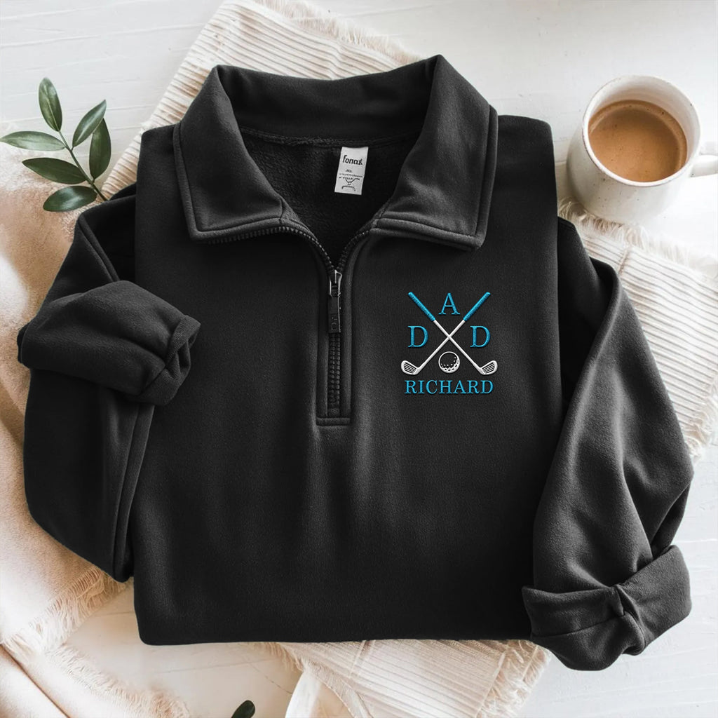 Personalized Embroidered Golf Quarter Zip Sweater Gift for Dad/Mom HN590 - Embroidered Golf Quarter Zip Sweater GradoCreations