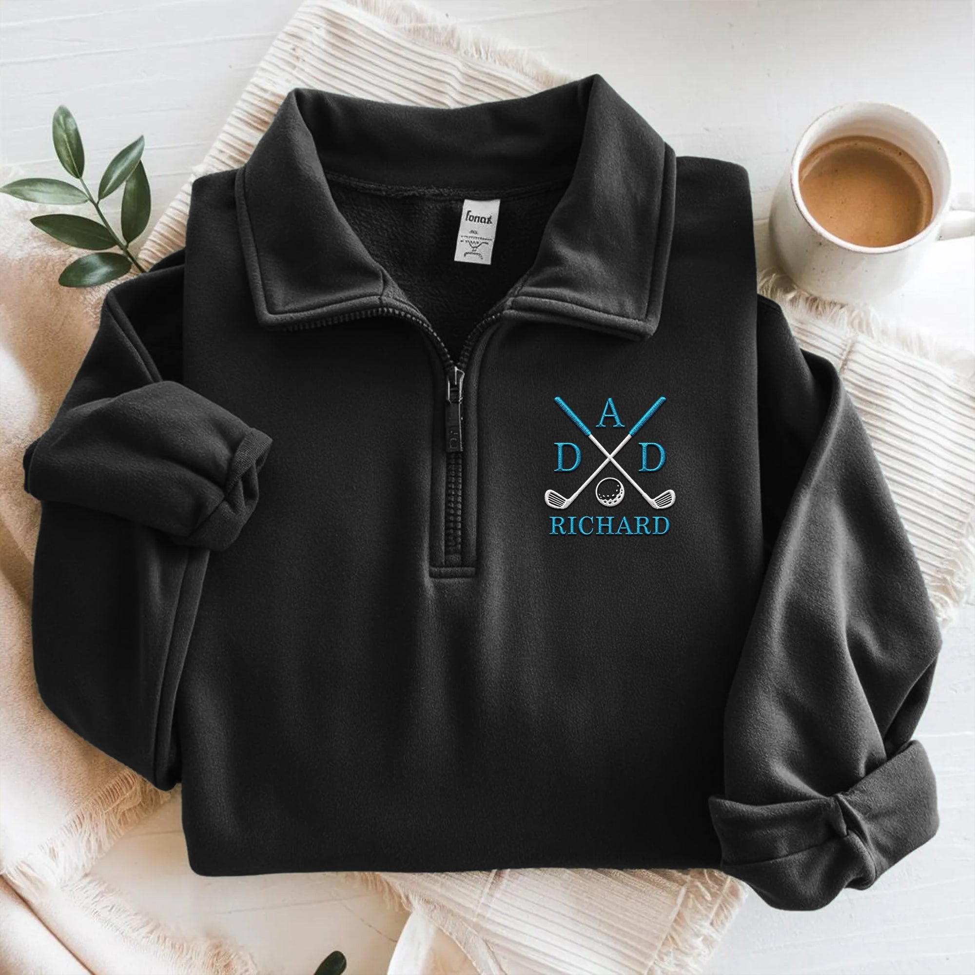 Personalized Embroidered Golf Quarter Zip Sweater Gift for Dad/Mom HN590 - Embroidered Golf Quarter Zip Sweater GradoCreations
