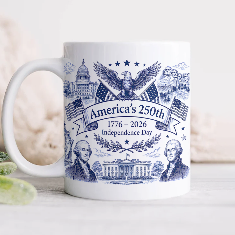 Personalized USA 250th Anniversary Mug Custom Name Gift for Dad HN590 - edge to edge mug GradoCreations