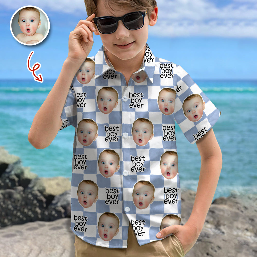 Personalized Kids Hawaiian Shirt Custom Photo Gift for 4th of July HN590 - Kid Hawai Shirt GradoCreations