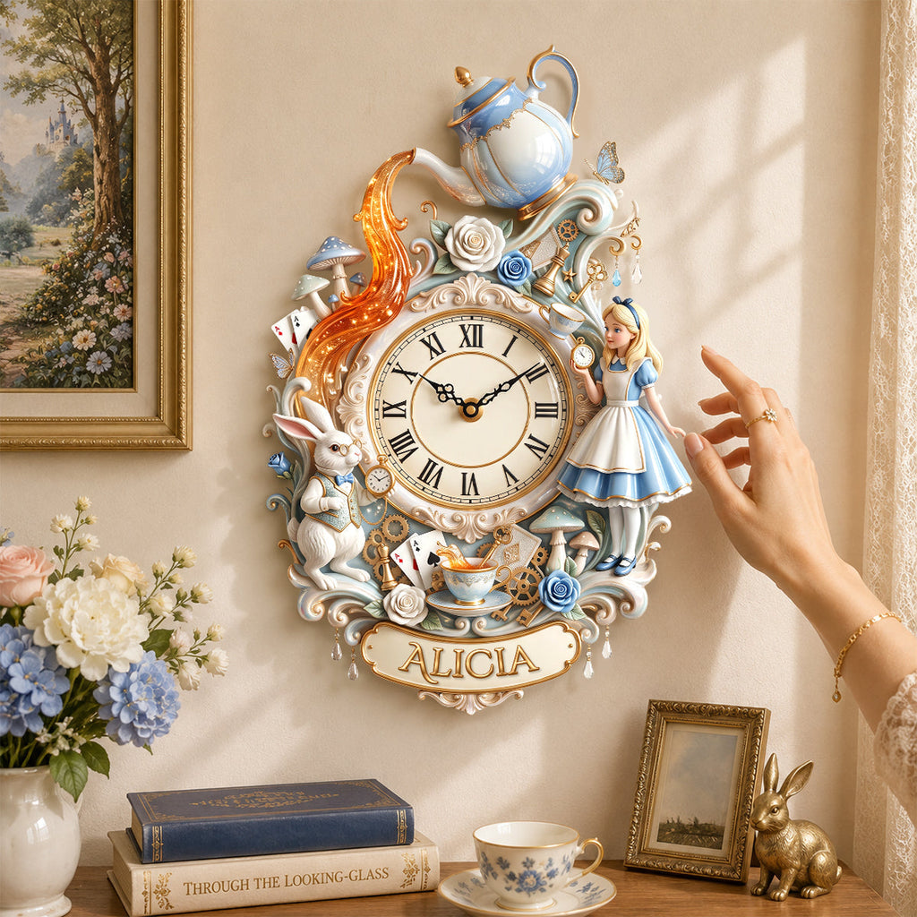 Personalized Magical Wonderland Wall Clock Custom Name Gift for Family Wall Hanging Clock GradoCreations