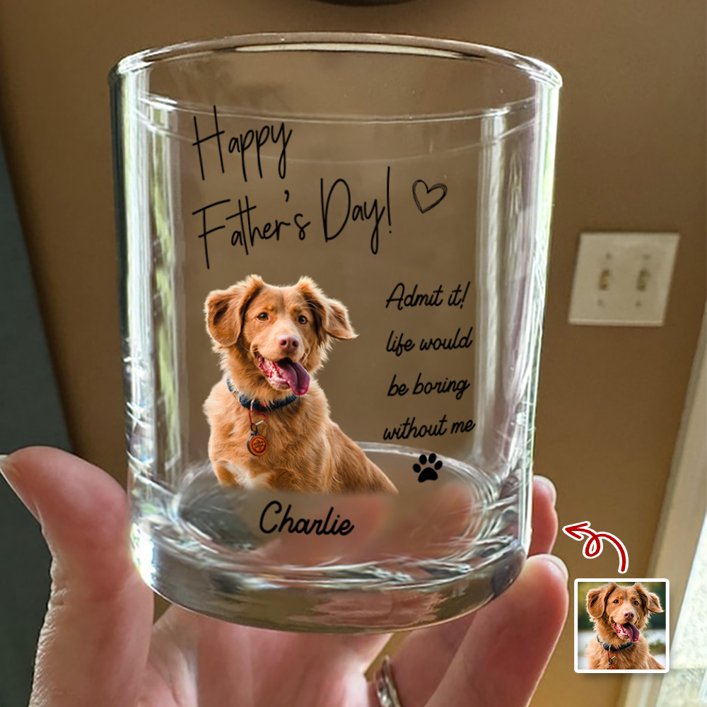 Custom Photo Whiskey Glass Gift for Dog Dad | Father's Day HN590 - Print Rock Glass GradoCreations