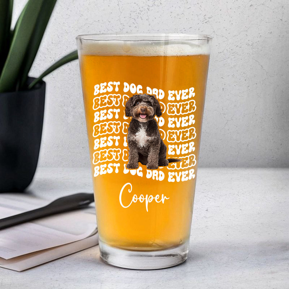 Personalized Photo Beer Glass Best Dog Dad Gift for Father's Day HN590 - Print Beer Glass Fix GradoCreations