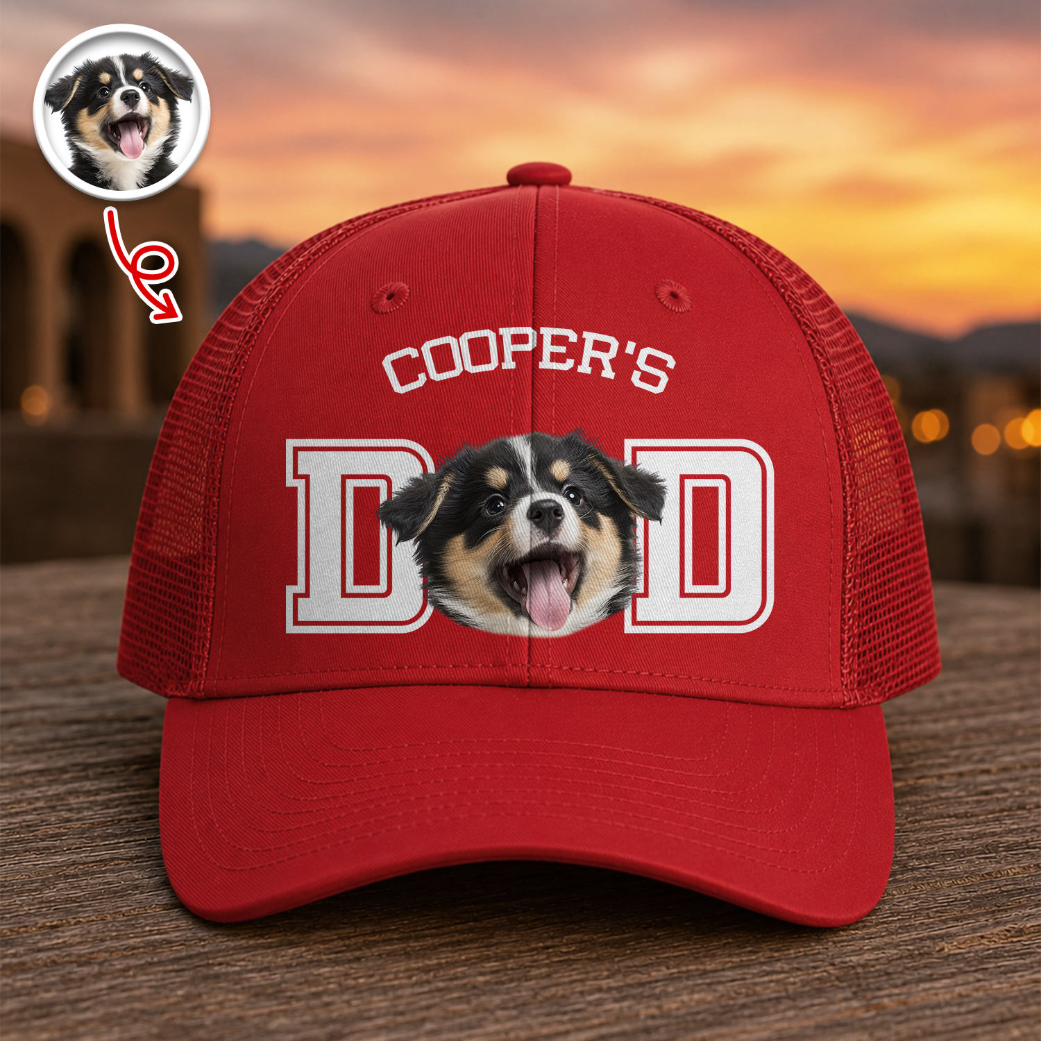 Personalized Photo Trucker Hat Custom Name Gift for Dog Dad HN590 - Print Trucker Hat GradoCreations