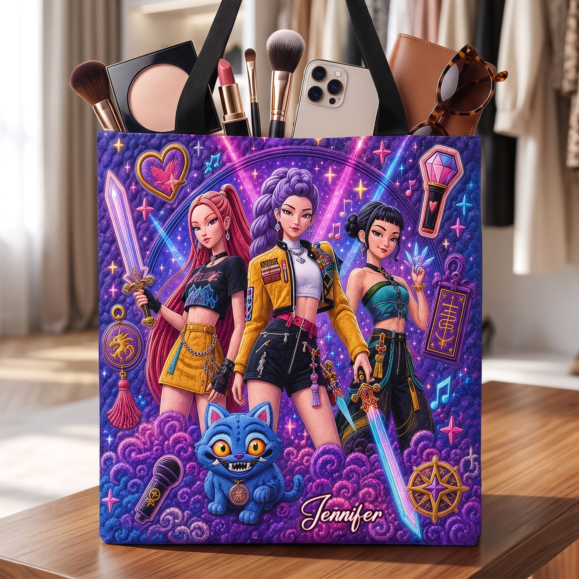 Personalized Fantasy Girl Tote Bag Custom Name Gift for Her Tote Bag GradoCreations