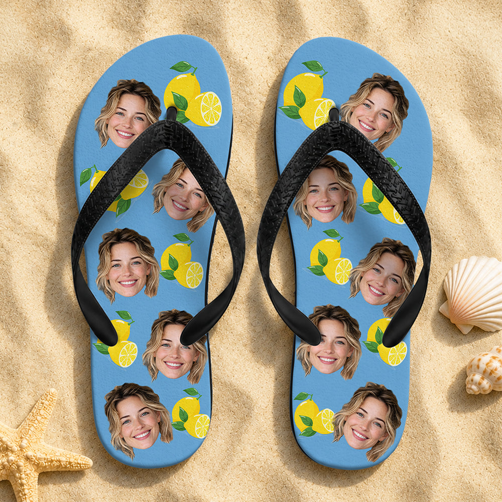 Personalized Custom Photo Tropical Flip Flops Beach Gift Flip Flop GradoCreations